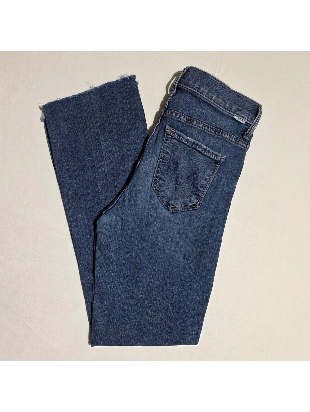 Mother The Insider Crop Step Fray Medium Wash Raw Hem Jeans Size 25